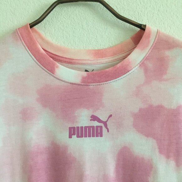 Puma T-Shirt Womens Medium Pink Tie Dye Cotton Blend Crew Neck - Picture 2 of 11